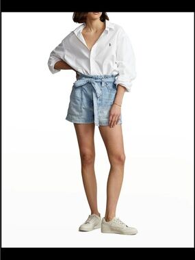 Ralph Lauren Light Blue Paperbag Waist Denim Shorts